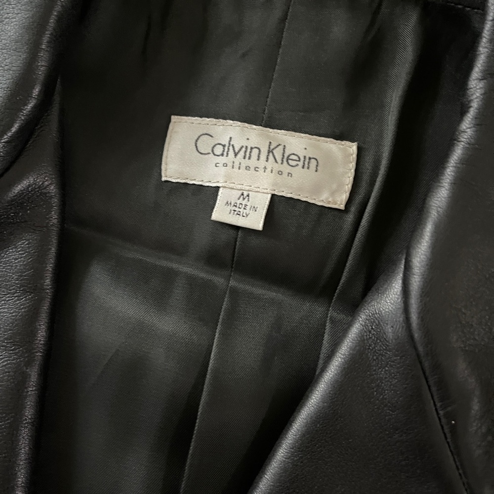Calvin Klein Leather Blazer. Lamb skin made in Italy size M